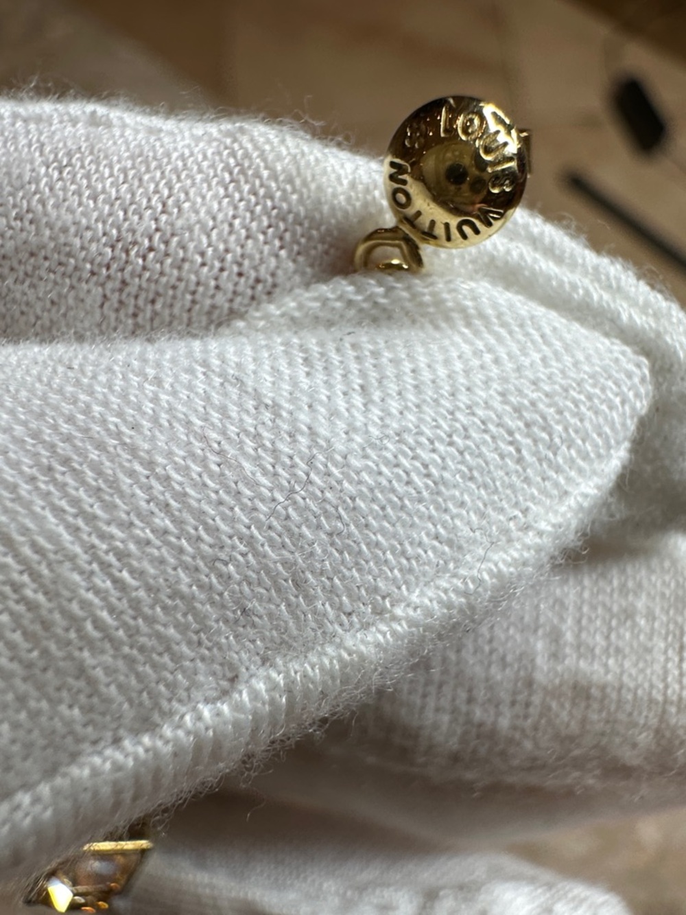 Gold and Navy blue  Cube Drop Earrings - Luxury Brand - Picture 5 of 7
